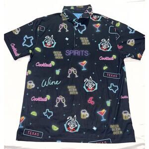 Horn Legend Polo Shirt Mens Size M Black Specs Texas Neon Cocktails Beer Golf